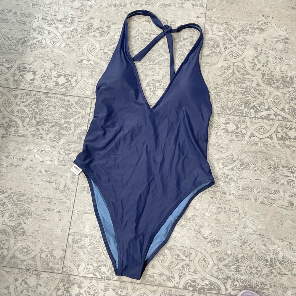 Aerie | NEW! Nautical Navy Blue One Piece Cheeky Coverage Swim Suit L